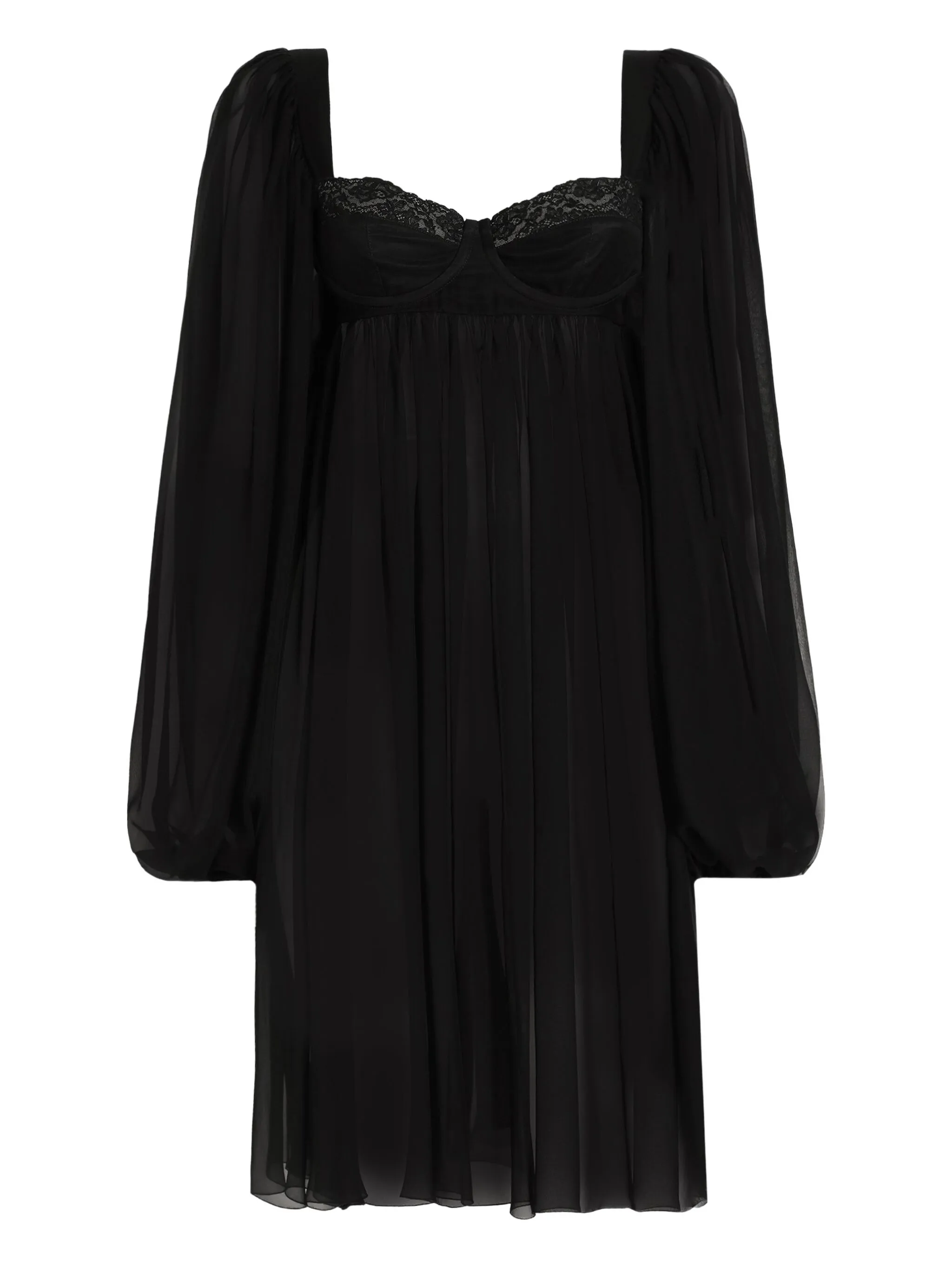 

Кружевное платье мини с объемными рукавами Dolce & Gabbana, черный