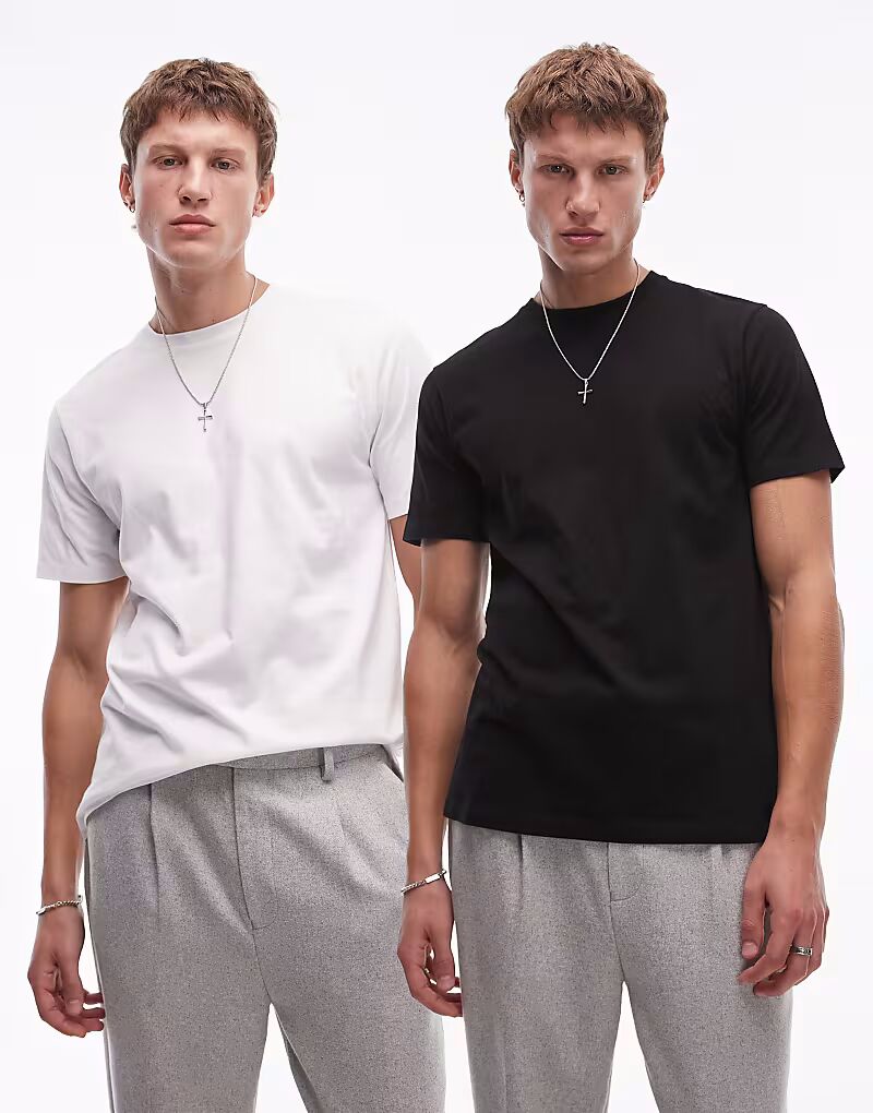

Комплект из 2 футболок Topman стандартного кроя черного и белого цветов