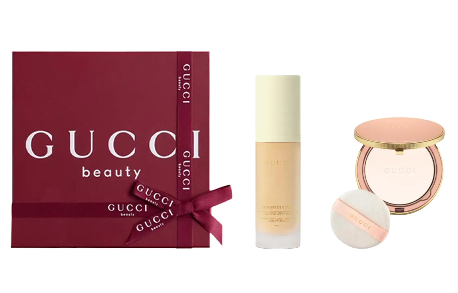 GUCCI Компактная пудра и тональная основа лонг-ластинг в подарок, Two-Piece Set: Soft Matte Long-Lasting Makeup Liquid Foundation #130W 30ml+Soft Focus Powder #000 10g