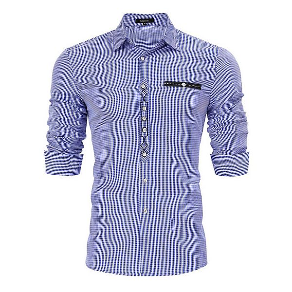 

Мужская клетчатая рубашка с длинными рукавами и закатанными манжетами в стиле баварского октоберфеста Elitespirit, Blue S