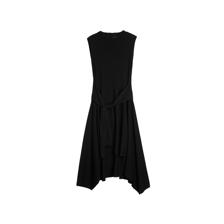 

ELLE Женское черное платье без рукавов с полуводолазкой тонкое миди