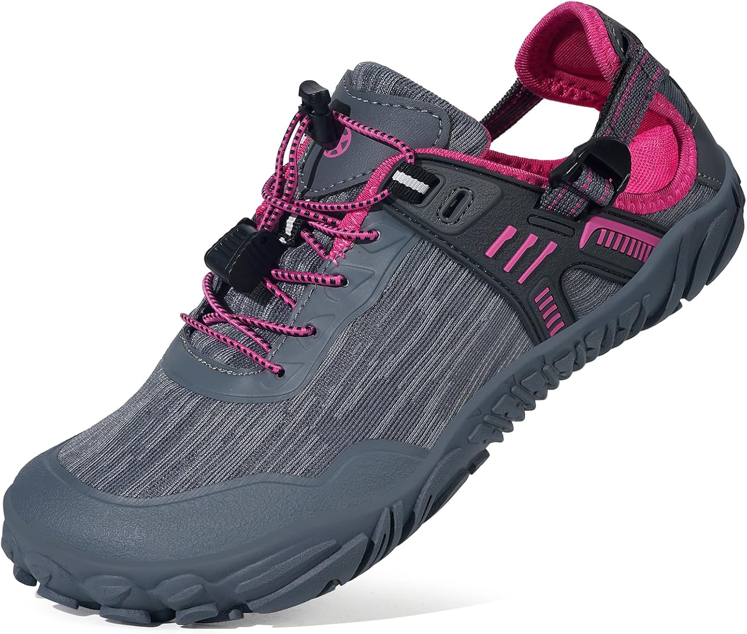 

Женские и мужские водные сандалии Eagsouni, быстро сохнущие спортивные акваобувь, босоножки с нескользящей подошвой для активного отдыха, походов, с широкой передней частью и поддержкой свода стопы, розовый/серый