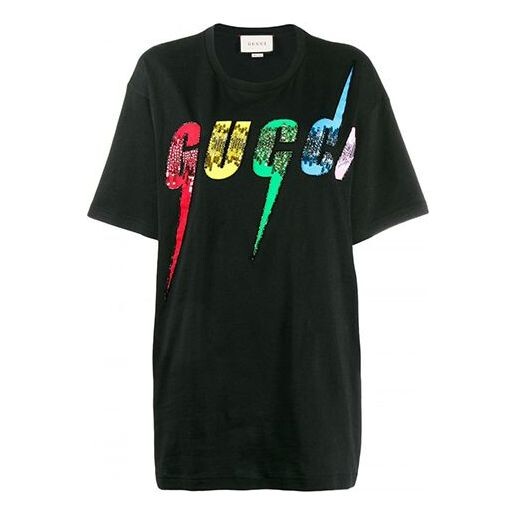 

Футболка sequins lightning short sleeve for black Gucci, черный