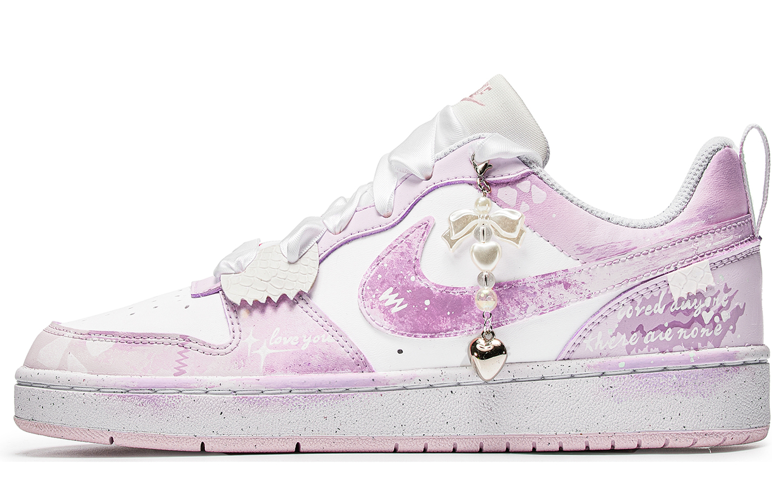 

Nike Court Borough Low противоскользящие износостойкие низкие детские скейтбординг кроссовки Purple для подростков