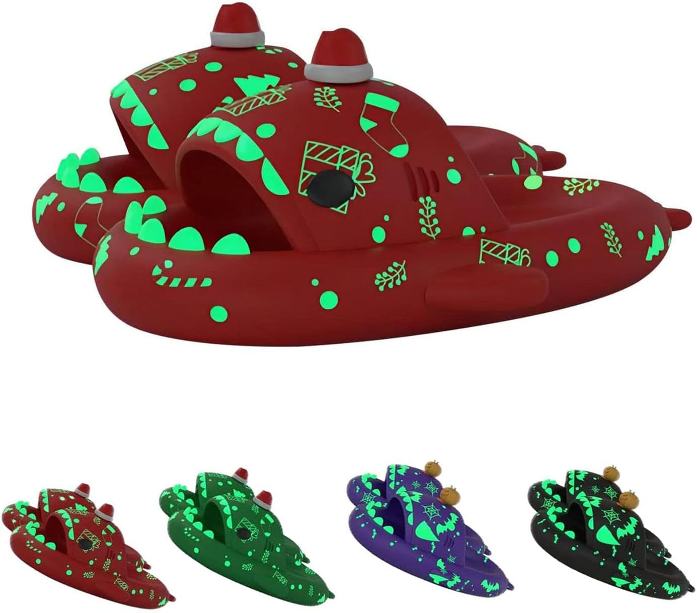 

Рождественские шлепанцы с акулой, светящиеся в темноте жуткие шлепанцы с акулой для мужчин и женщин, уютные тапочки Санта-акулы Cloud Shark Generic