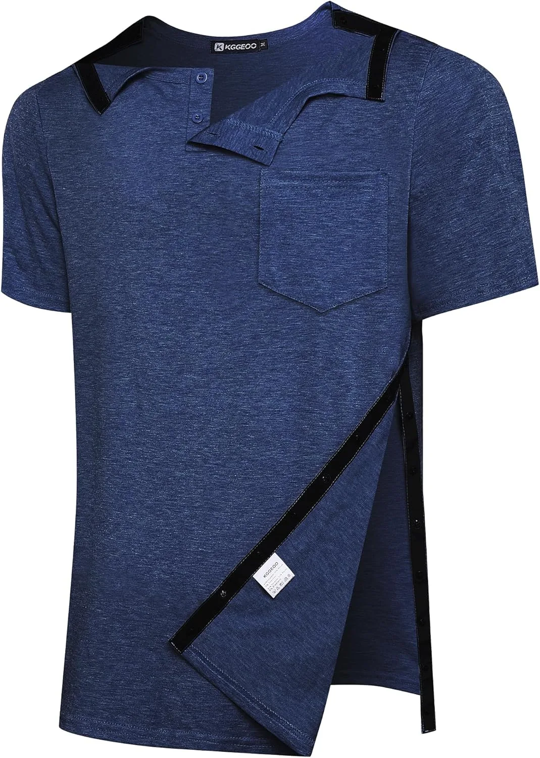 

Мужская рубашка для восстановления после операции на плече с коротким рукавом и застежками сбоку KGGEOO