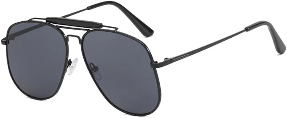 

Металлические солнцезащитные очки для женщин, модные ретро-очки с двойной оправой, мужские очки в большой оправе, летние очки, черные и коричневые MTZJH, Black