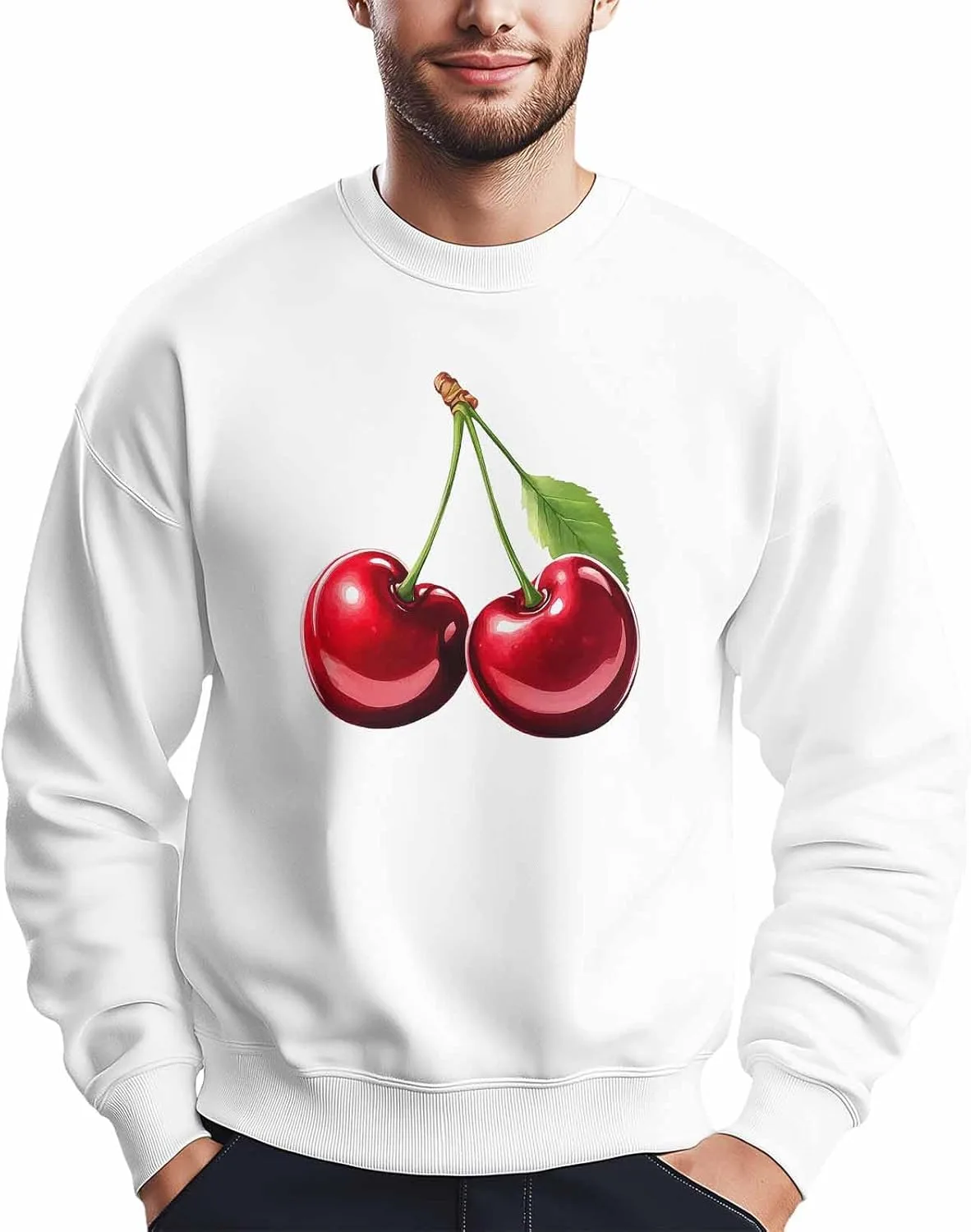 

Мужской свитшот с принтом Red Cherry, Crewneck, Long Sleeve Winvebermior