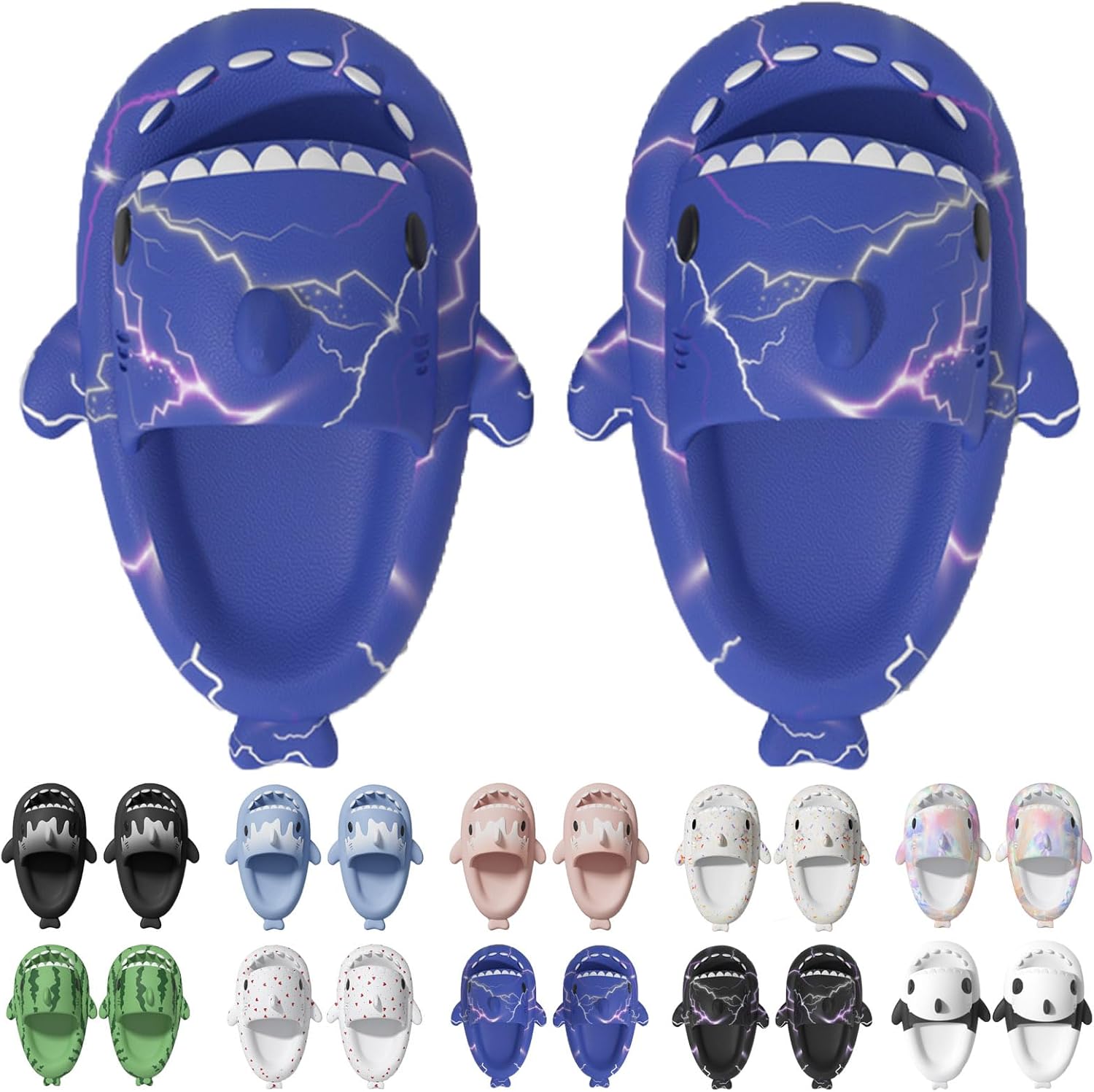 

Сланцы Jfxgjuv Ice Cream с акулой, сланцы с 3D забавными плавниками, унисекс сланцы с облаками и акулой, ЭВА сланцы с открытым носком для душа, бассейна, пляжа, синий