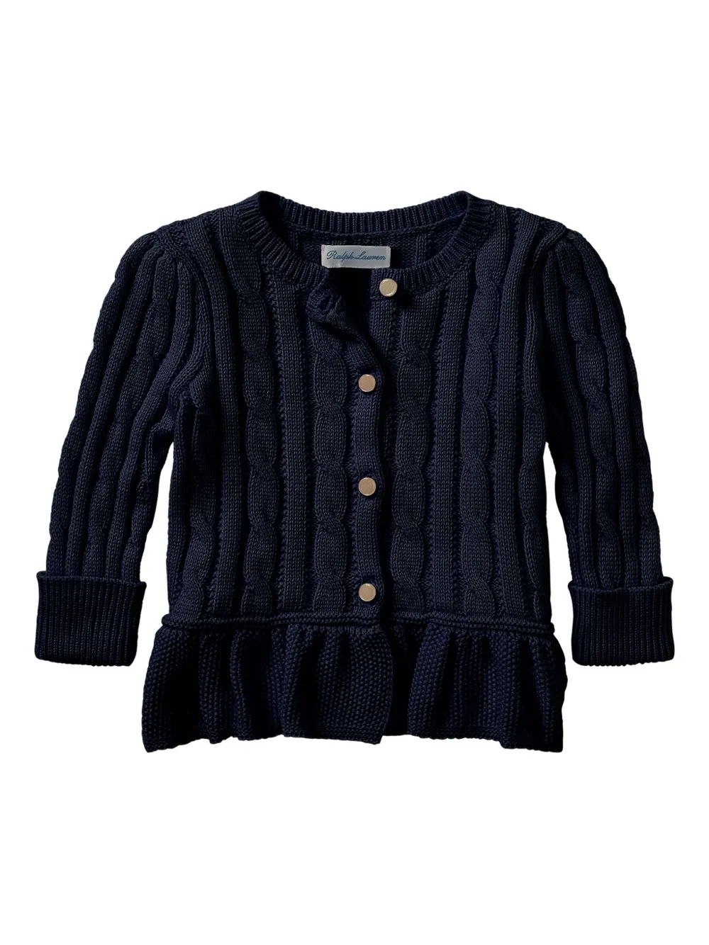 

Кардиган фактурной вязки с баской POLO RALPH LAUREN KIDS, синий
