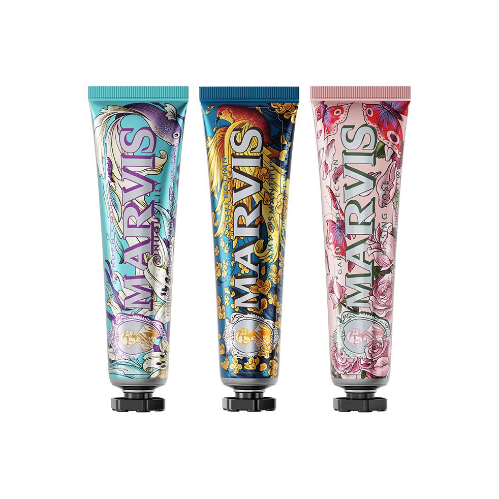 

Marvis Набор зубной пасты lily rose gold gui limited очищение и свежесть дыхания rose 75мл*3