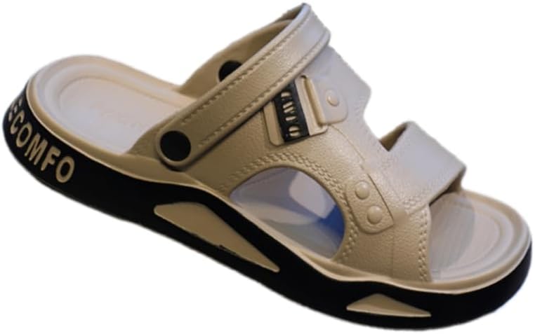 

Мужские летние шлепанцы: дышащие с противоскользящей подошвой EVA для пляжа и дома с круглым носком и повседневным стилем Hoalox, хаки