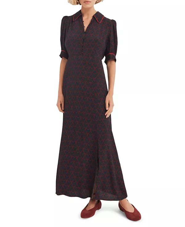 

Женское миди-платье с принтом в виде сердечек Mint Velvet, синий