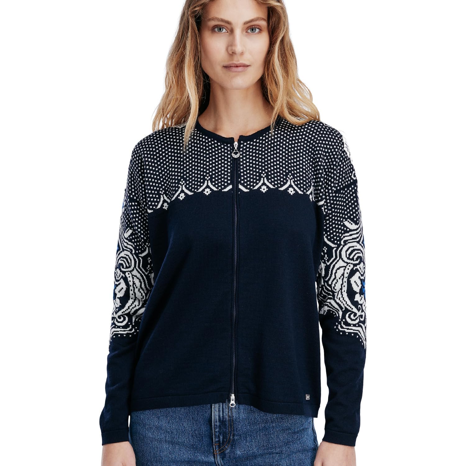 

Свитер Dale of Norway Rosendal Fem Jacket, Navy/Off-White/Ultramarine