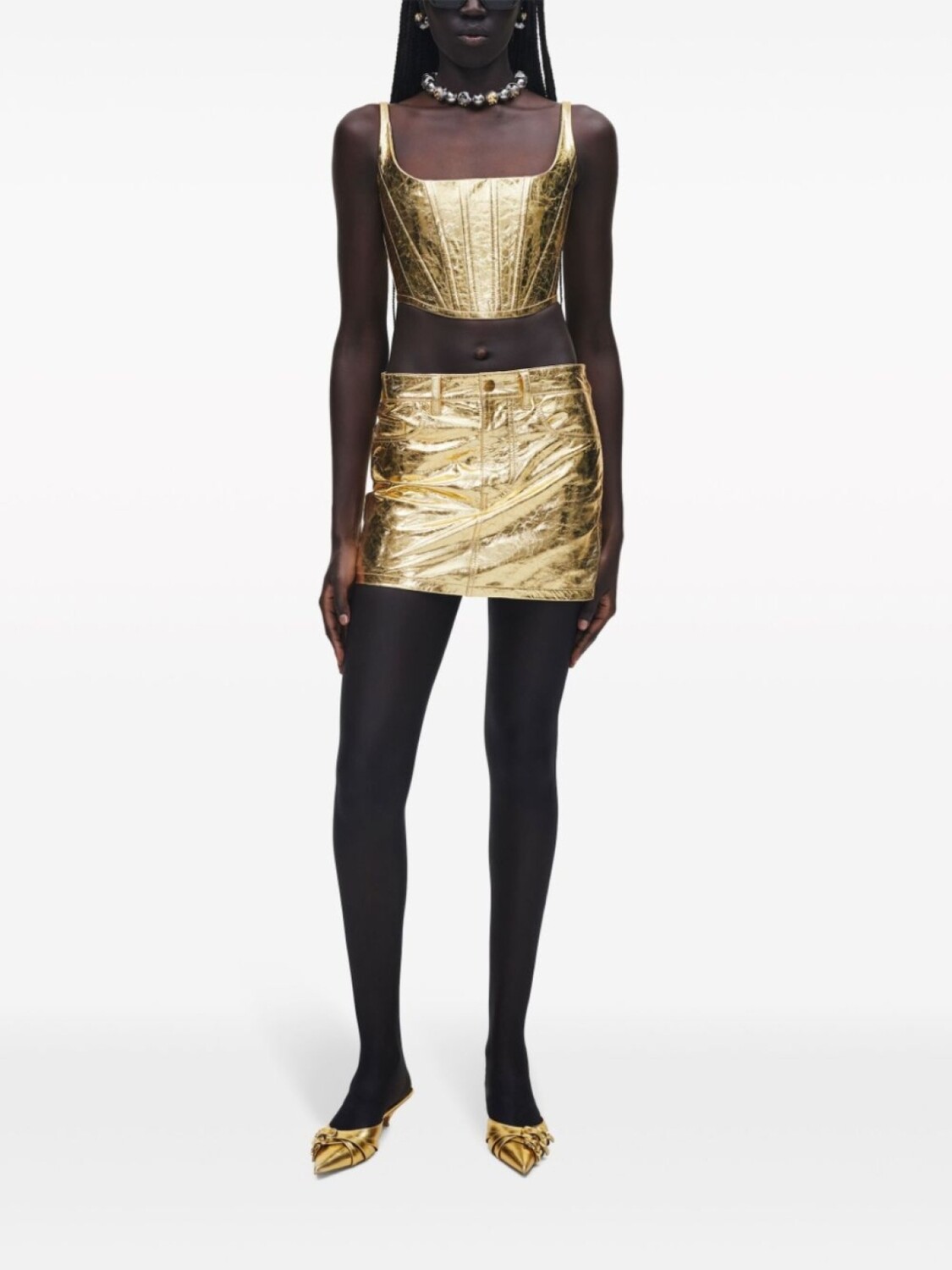 Marc Jacobs кожаный топ-бюстье с эффектом металлик, золотой — фото 2