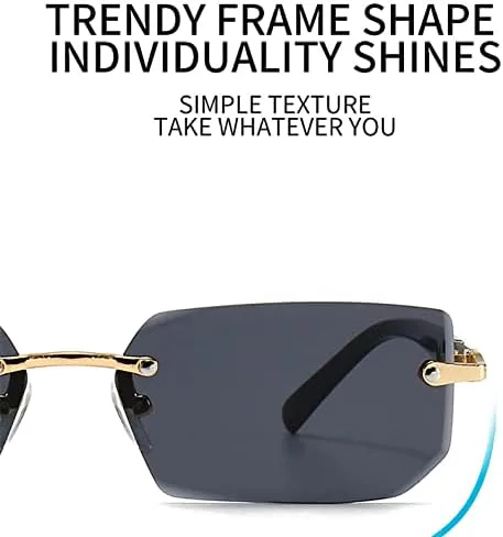 

Солнцезащитные очки без оправы, прямоугольной формы, для женщин и мужчин, маленькие солнцезащитные очки для женщин и мужчин, летние, для путешествий MTZJH, 2