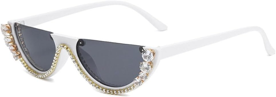 

Женские солнцезащитные очки «кошачий глаз» с бриллиантами, модные солнцезащитные очки в полуободковой оправе, украшенные стразами, с защитой от ультрафиолета UV400 WNCKSQ, White-black