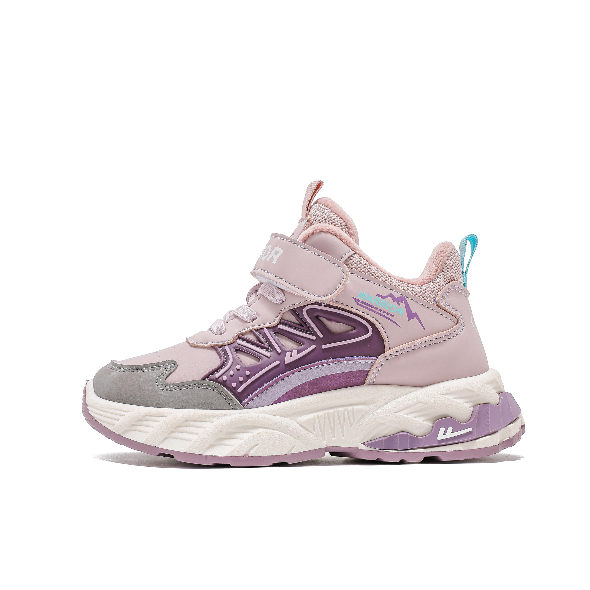 

Легкие амортизирующие термостойкие нескользящие низкие детские кроссовки для бега WARRIOR, черный/серый