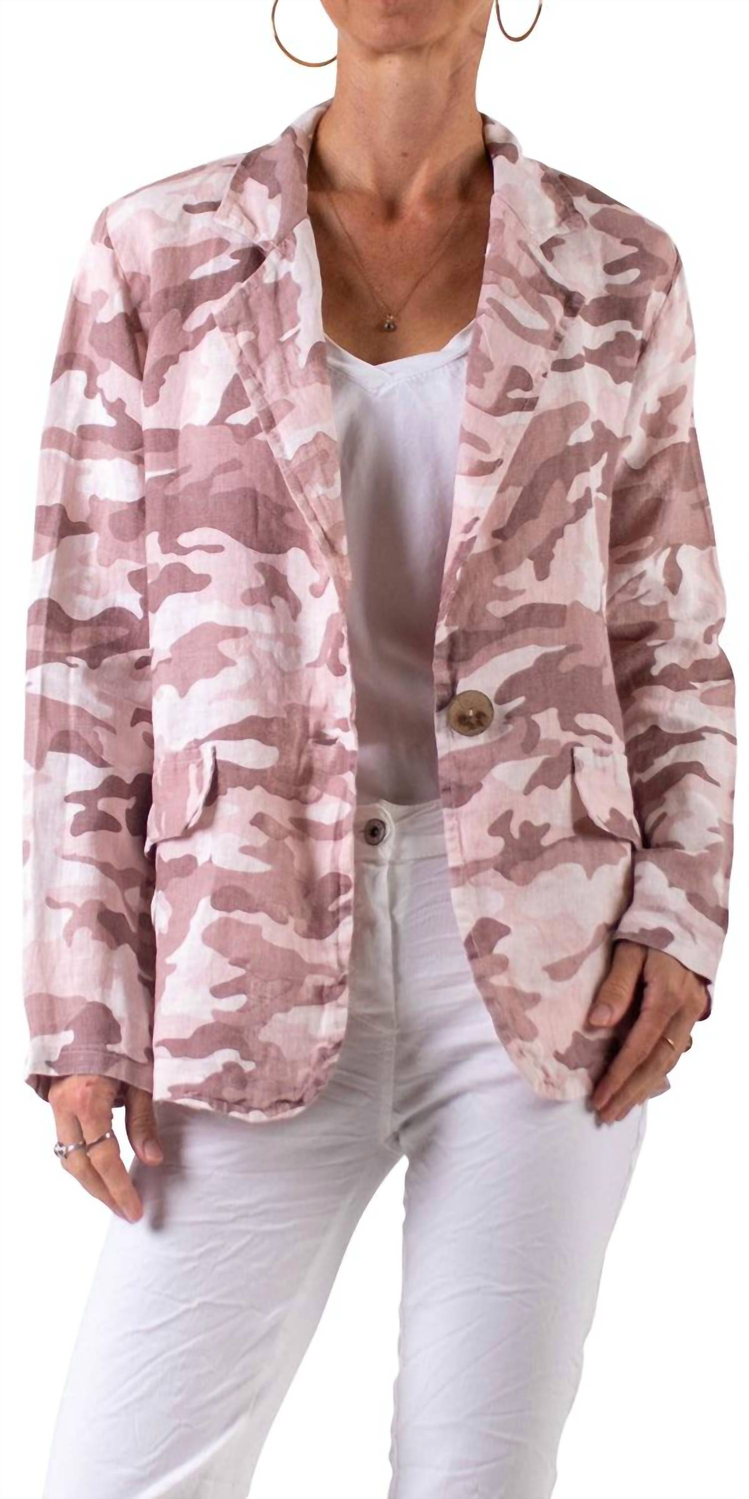 

Льняной блейзер Sabrina Camo розового цвета Gigi Moda, розовый
