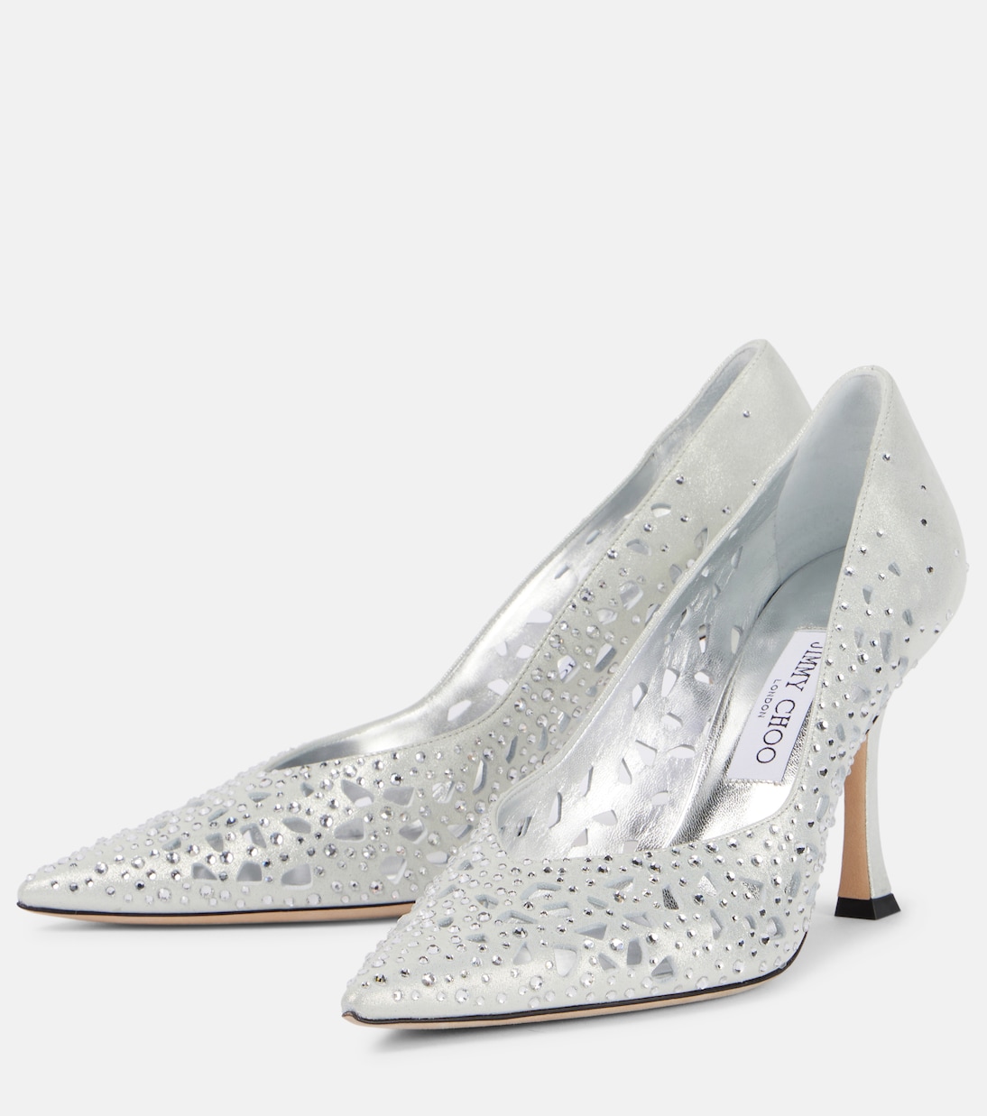 Туфли-лодочки Ziri 90 из замши с декором Jimmy Choo, серебряный — фото 4