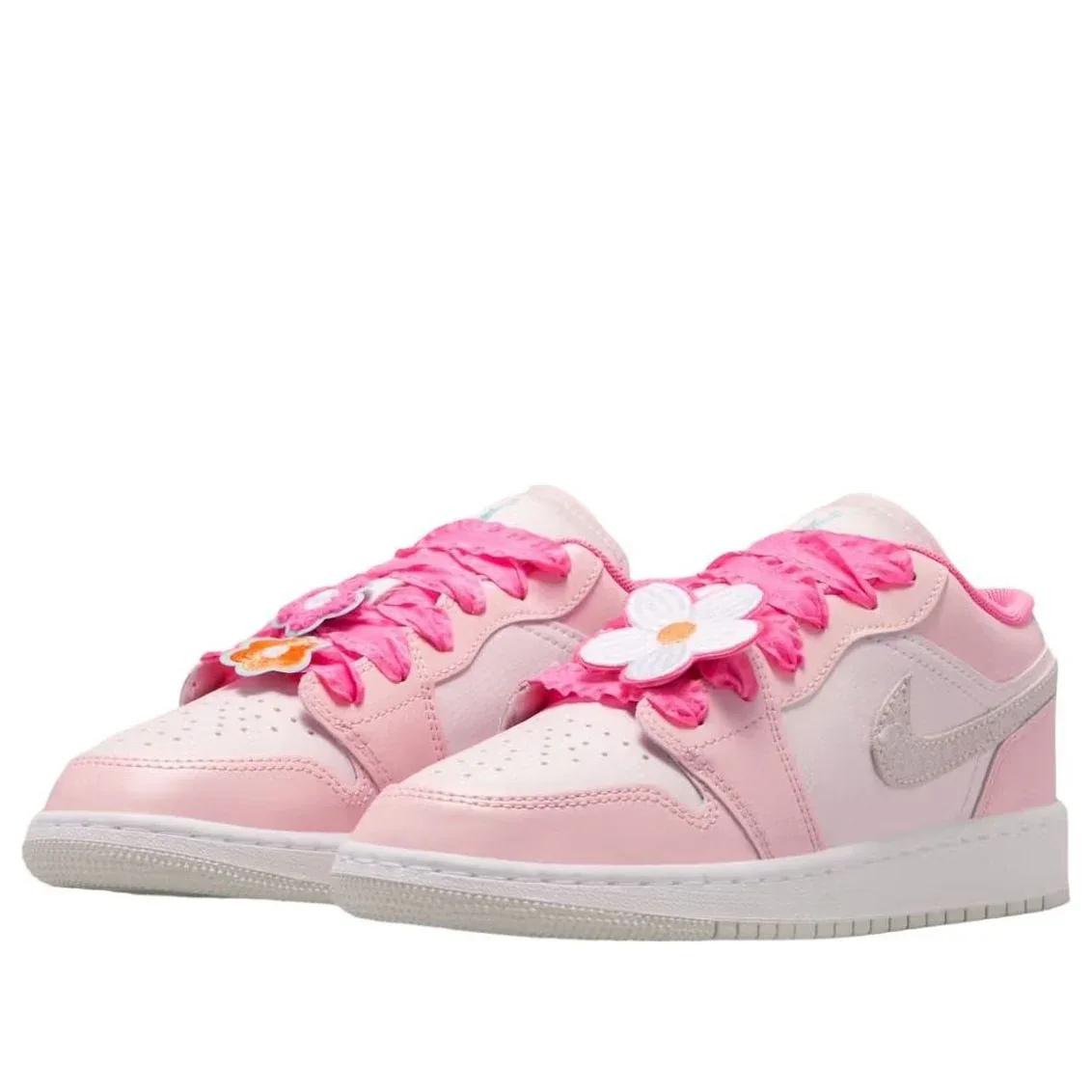 Кроссовки (GS) Air Jordan 1 Low 'Flowers Bloom', розовый — фото 2