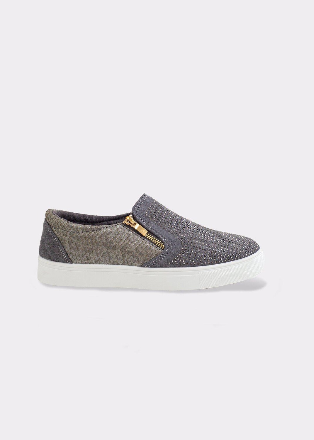 Кроссовки без шнуровки Crystal Suede Zip Pumps Trainers Love Lemonade, серый — фото 2