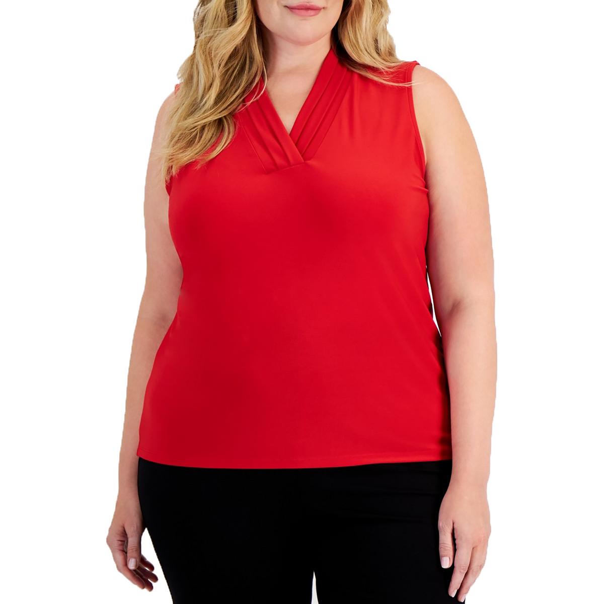 

Женский однотонный полиэстеровый пуловер-топ Anne Klein, цвет bright crimson