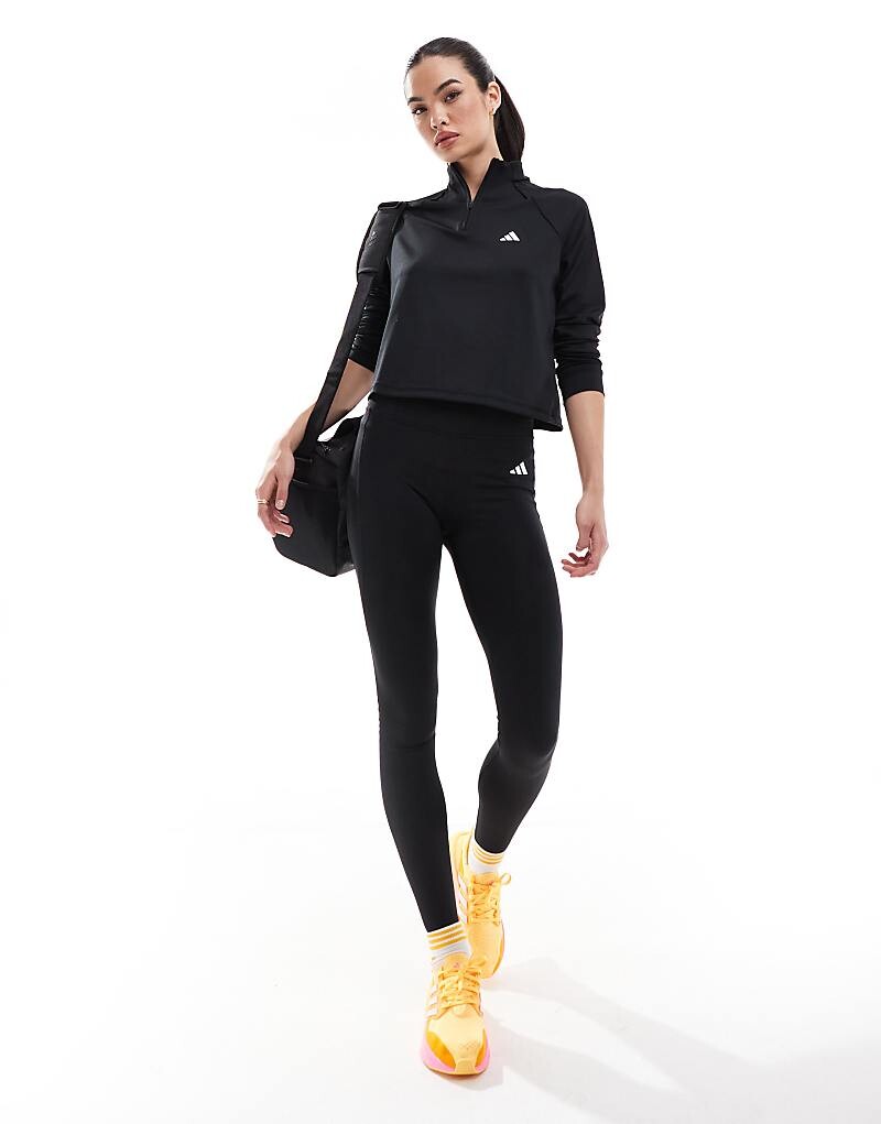 Черный топ на молнии 1/4 adidas Training Train Essentials — фото 3