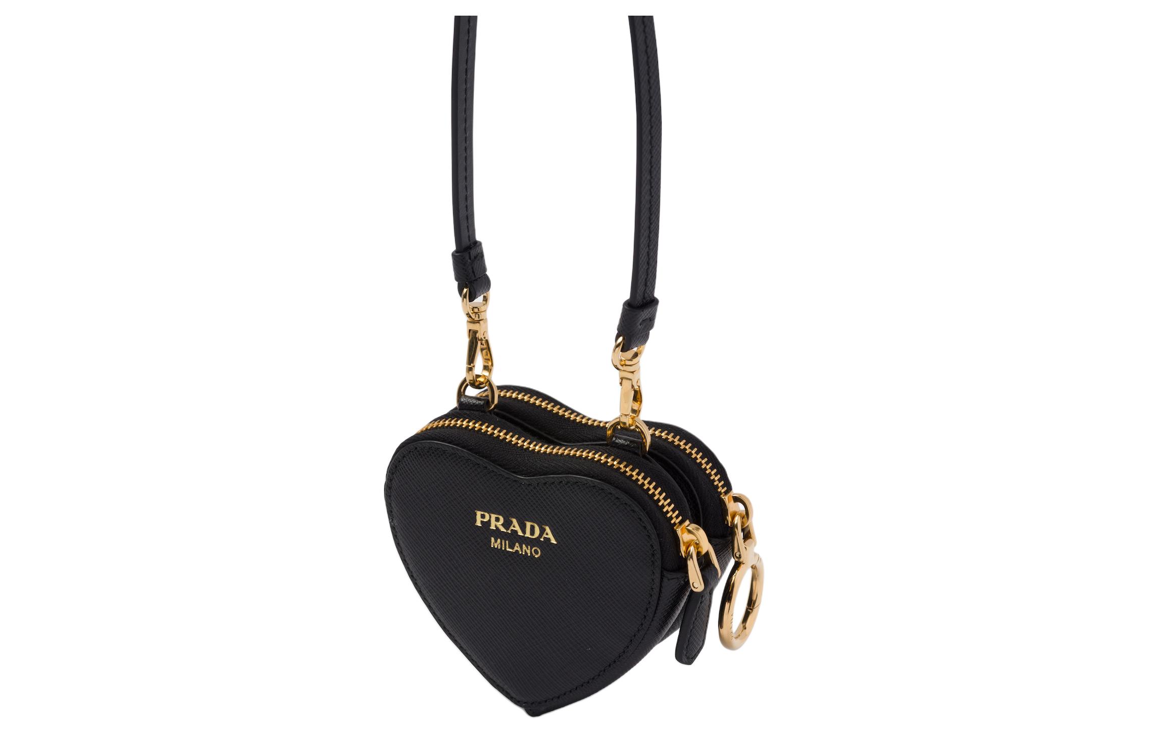 PRADA Мини-клатч из кожи Saffiano для женщин, черный — фото 2