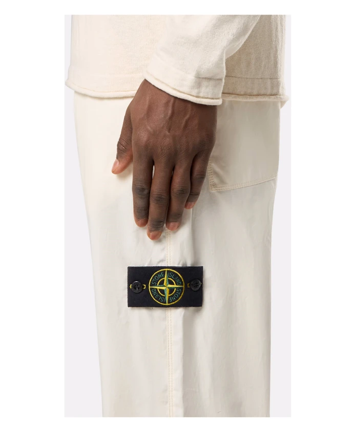 Белые брюки с застежкой на кнопках Stone Island, белый — фото 3