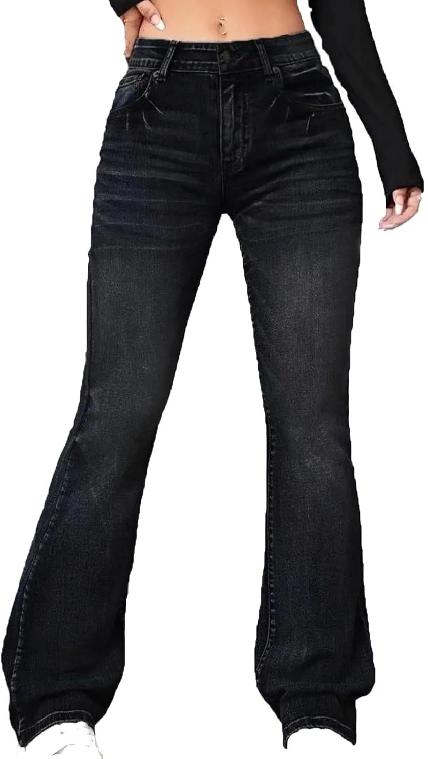 Джинсы для женщин Mid Rise Wide Straight Leg с карманами