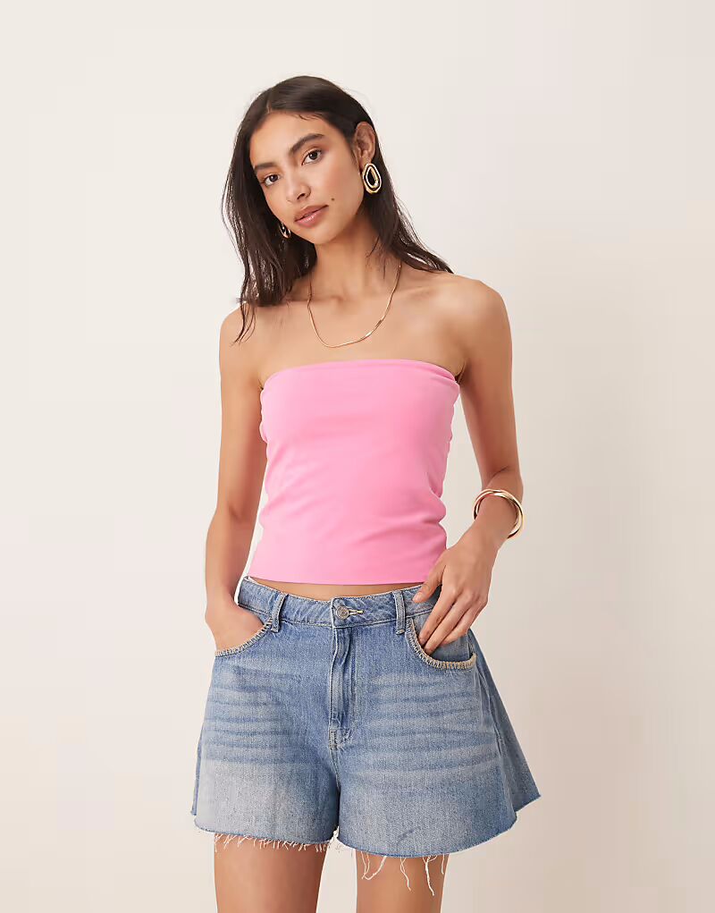 

Длинное бандо из хлопка ASOS DESIGN персикового цвета розового цвета