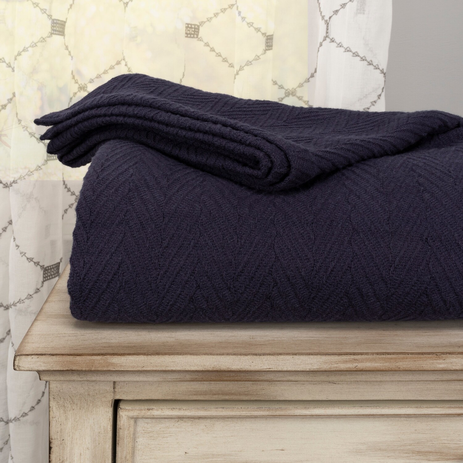 

Хлопковое одеяло Metro Zig-Zag Chevron от Superior, цвет Navy Blue
