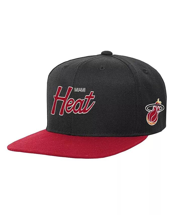 

Черная кепка Snapback с надписью Miami Heat Team для мальчиков и девочек Big Mitchell & Ness, черный