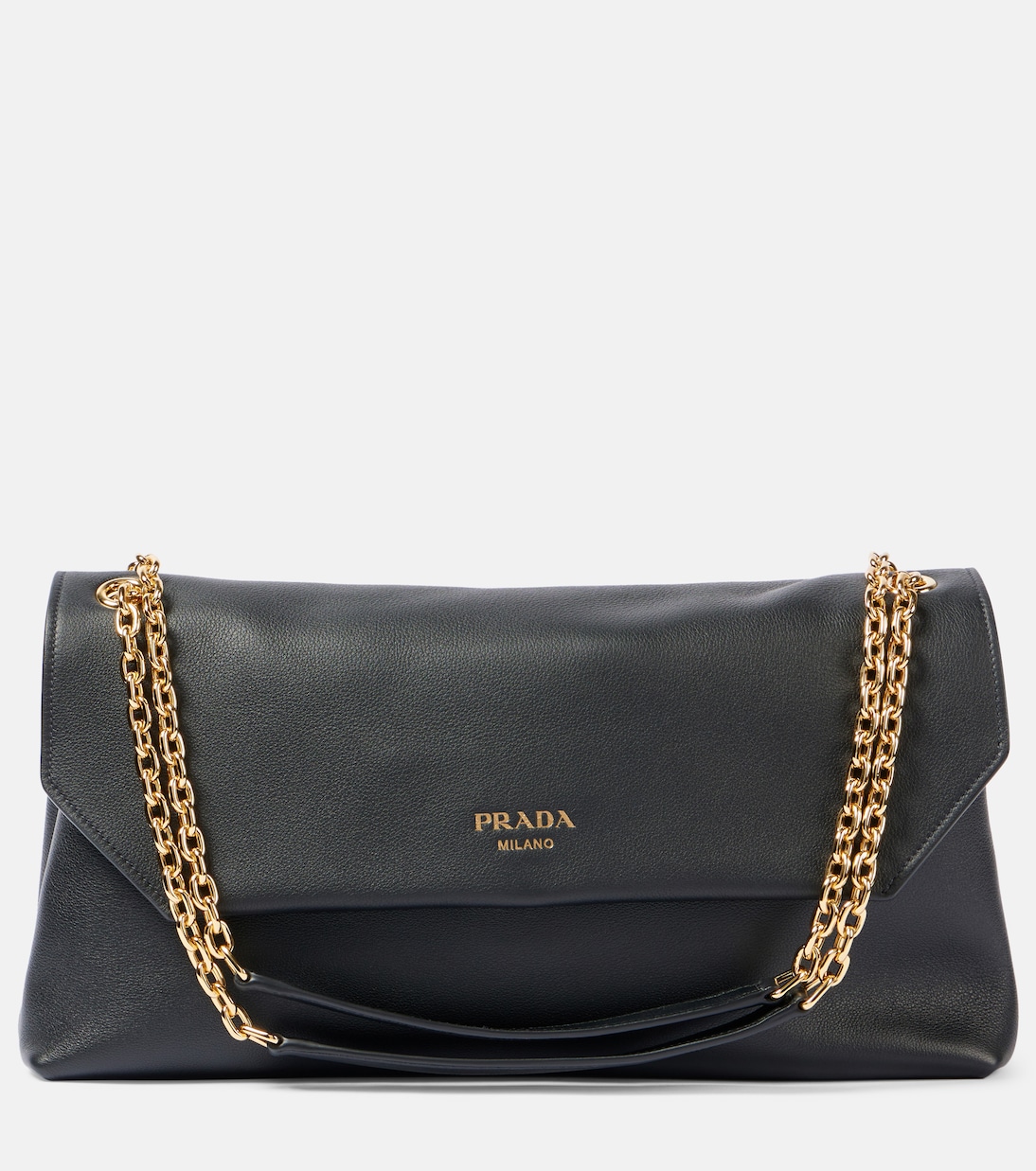 

Средняя кожаная сумка через плечо Prada, черный