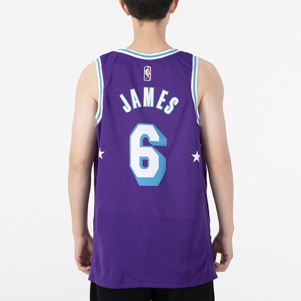 Майка Men's Nike NBA Retro Basketball Jersey/Vest SW Fan Edition Los Angeles Lakers Lebron James No. 6 Purple, фиолетовый — фото 4