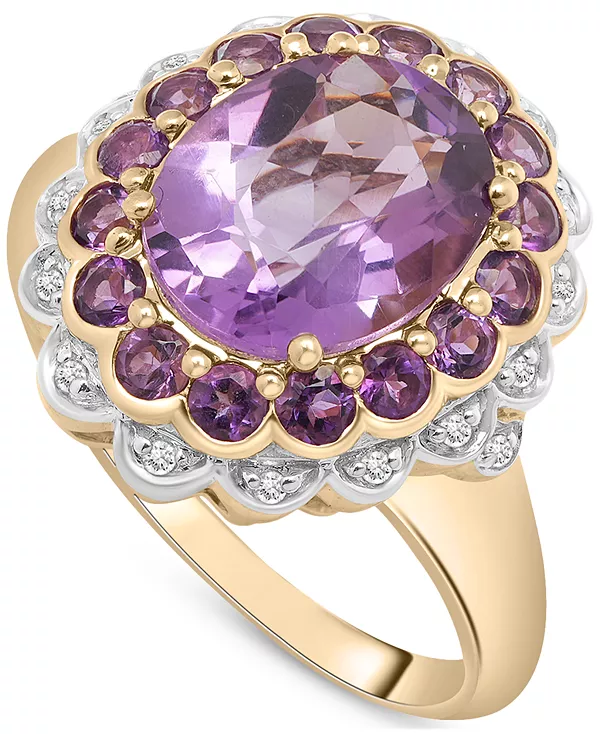 

Кольцо с французской розой (2-1/10 карата), аметистом (1/2 карата) и бриллиантом (1/20 карата) из 14-каратного золота Macy'S, amethyst