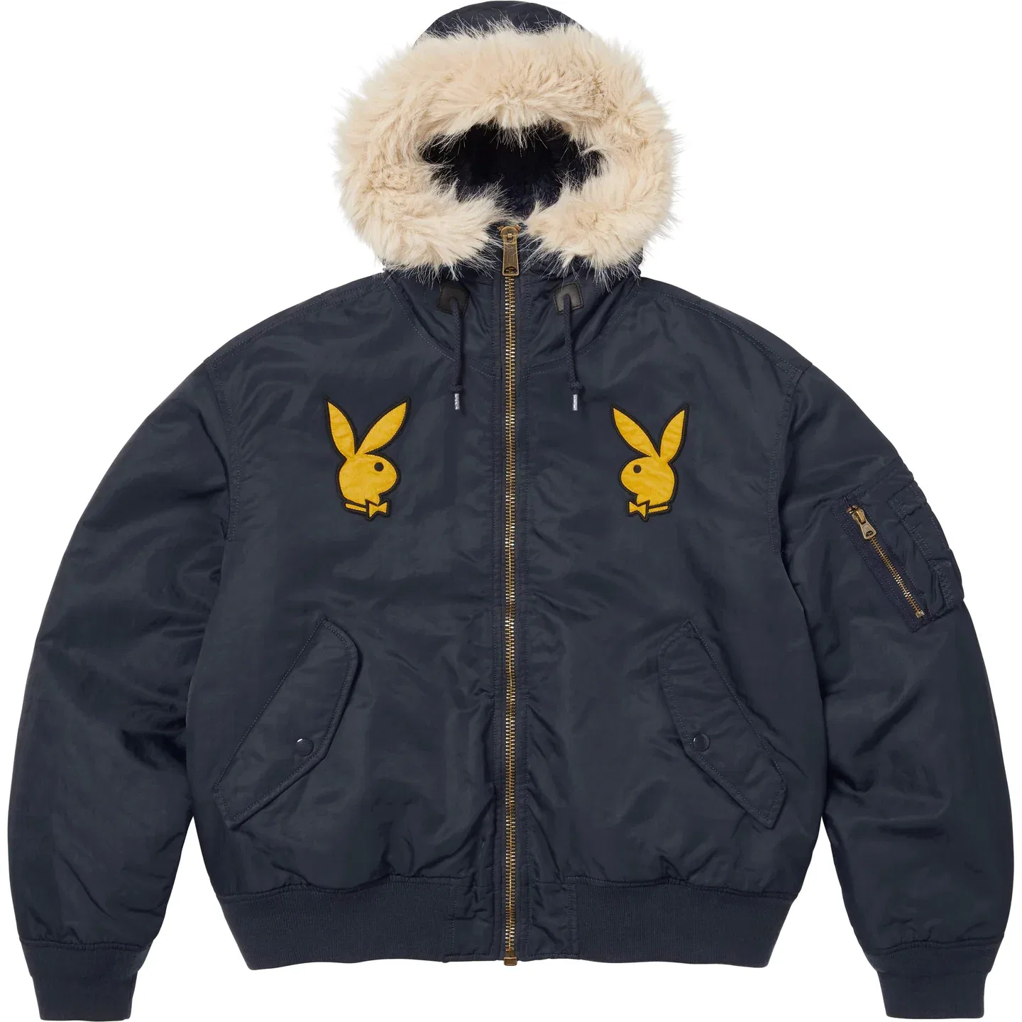Куртка-пуховик MA-1 с капюшоном x Playboy SS26 WEEK3, унисекс Supreme, Marine Blue/Navy