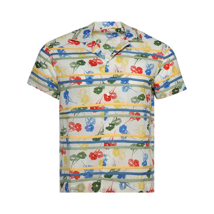 

Рубашка Bode Flower Stamp Short-Sleeve Shirt 'White/Multicolor', белый