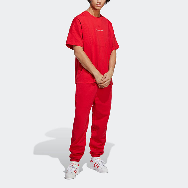 Синий Версия Коллекция Трикотажные Штаны Мужские Красные Adidas Originals, красный — фото 4