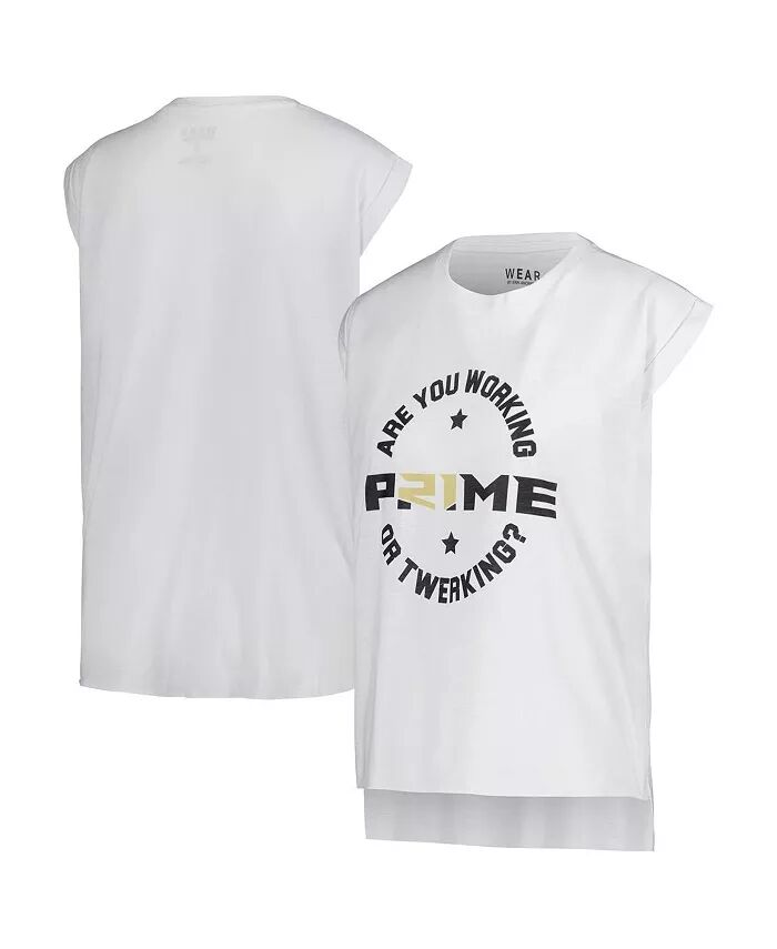 

Женская белая футболка без рукавов Colorado Buffaloes Coach Prime Working Muscle WEAR by Erin Andrews