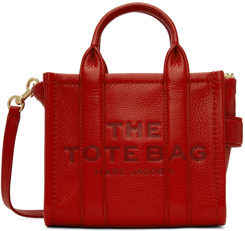 

Красная кожаная мини-тоут с короткими ручками Marc Jacobs