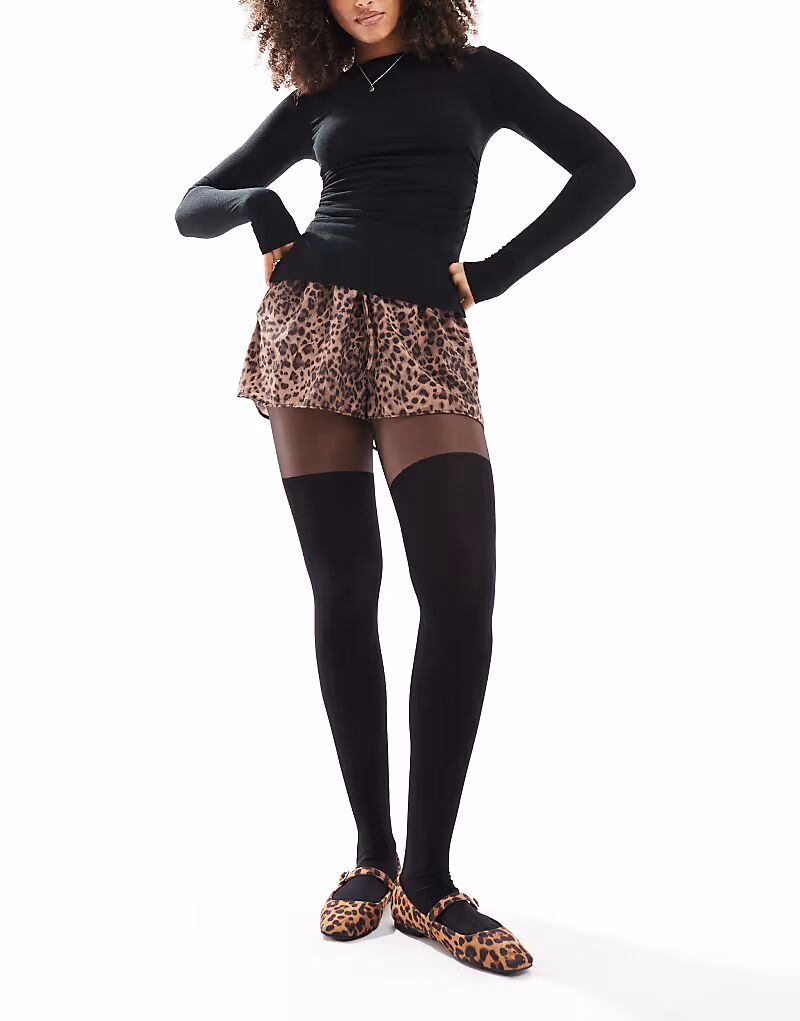 

Колготки выше колена с поддержкой ягодиц и живота, черные Asos Design