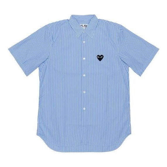 

Рубашка (WMNS) COMME des GARCONS PLAY Striped Short Sleeve Shirt Black Emblem 'Blue'