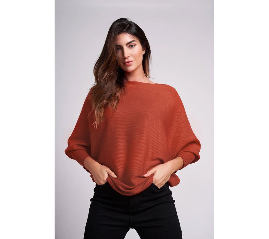 

Женский свитер Ivy Oversized с рукавами летучая мышь длиной 3/4 Caldwell Collection, Burnt orange