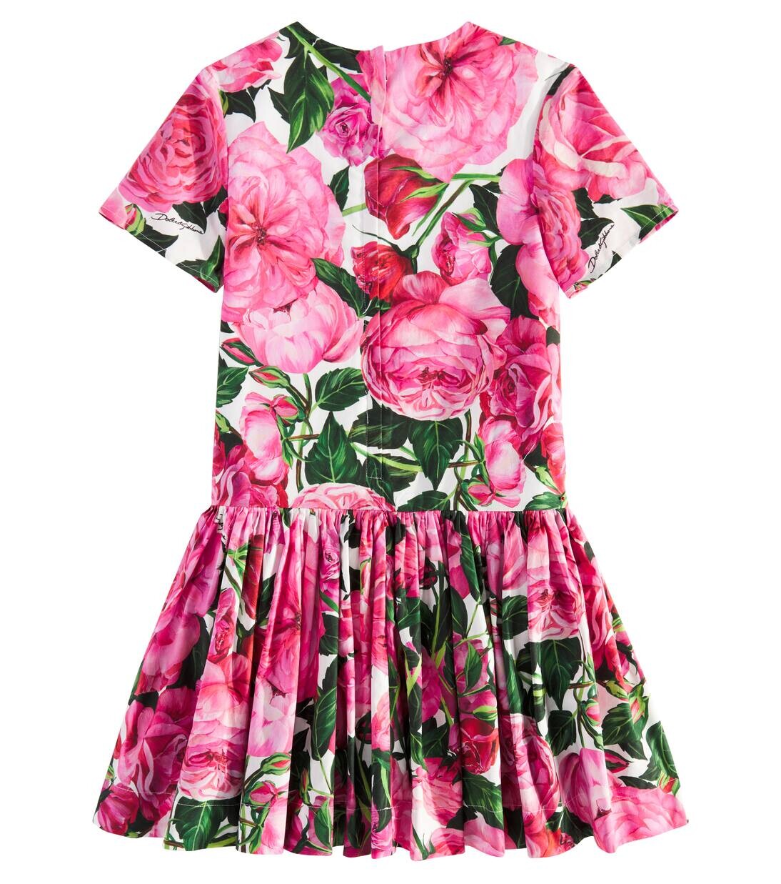 Платье из хлопкового поплина Dolce&Gabbana Kids, цвет rose fdo.bianco — фото 4