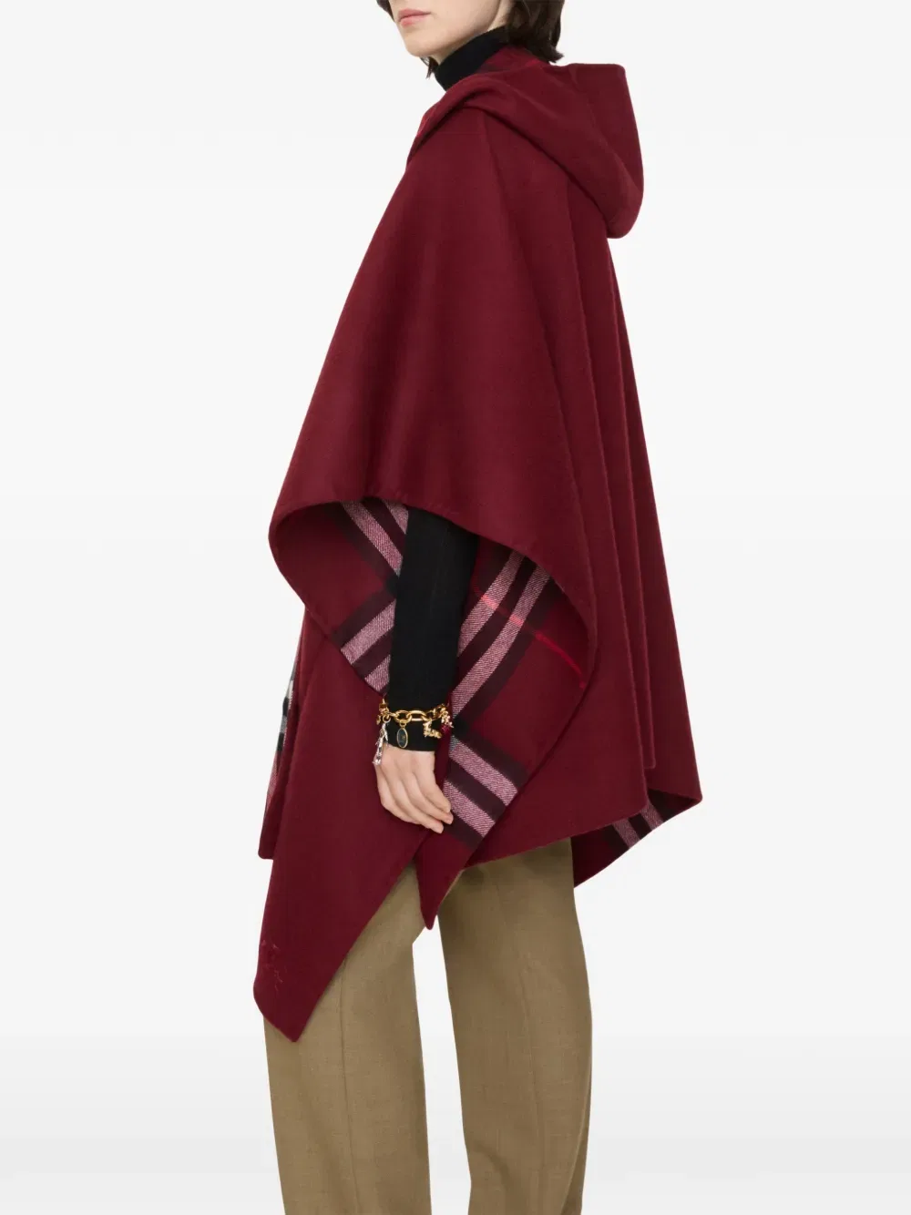 Кашемировая накидка с капюшоном Burberry, красный — фото 3