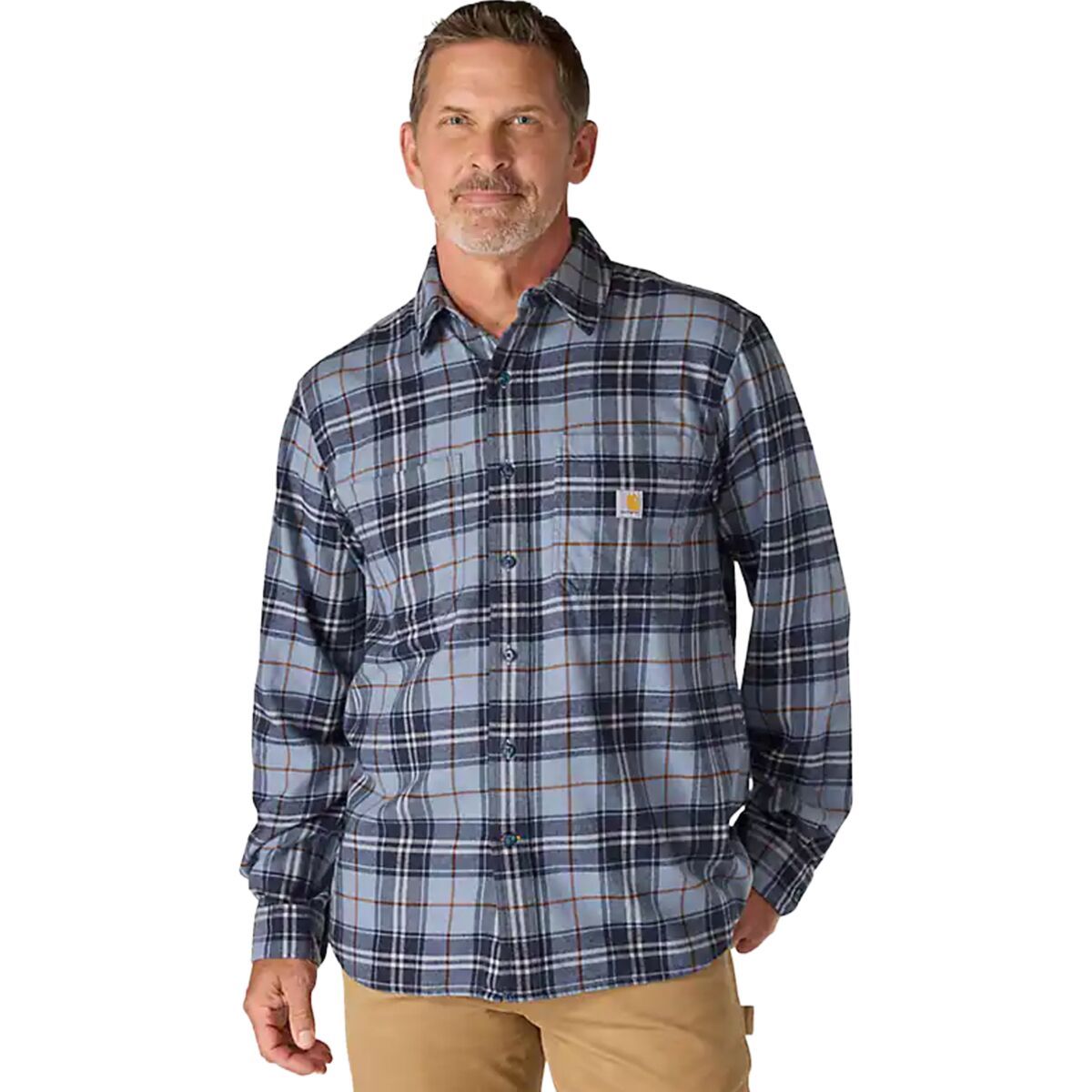 

Рубашка Rugged Flex Relaxed Midweight из фланели в клетку Carhartt, синий