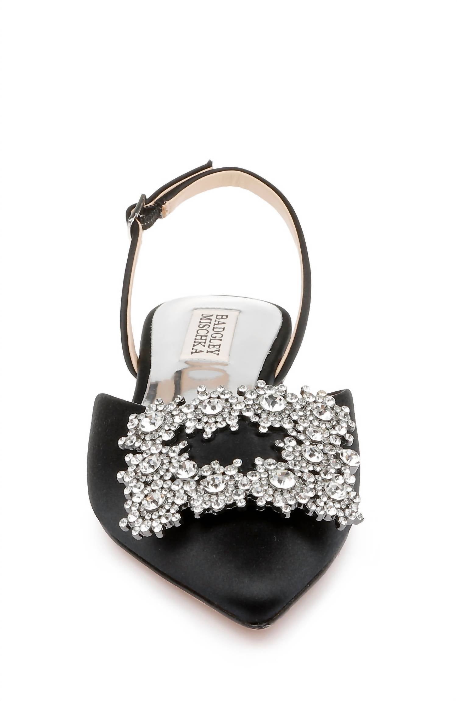 Туфли-лодочки Saga Crystal Buckle с острым носком черного цвета Badgley Mischka — фото 4