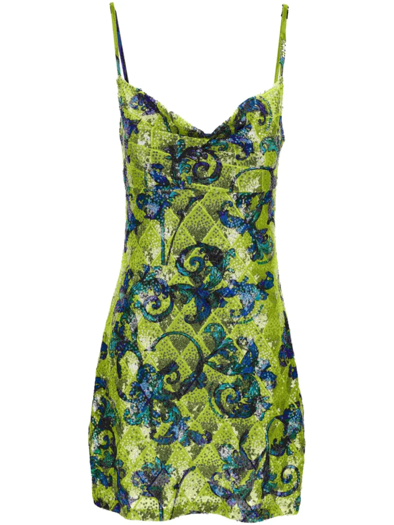 

Платье мини с пайетками Versace Jeans Couture, зеленый